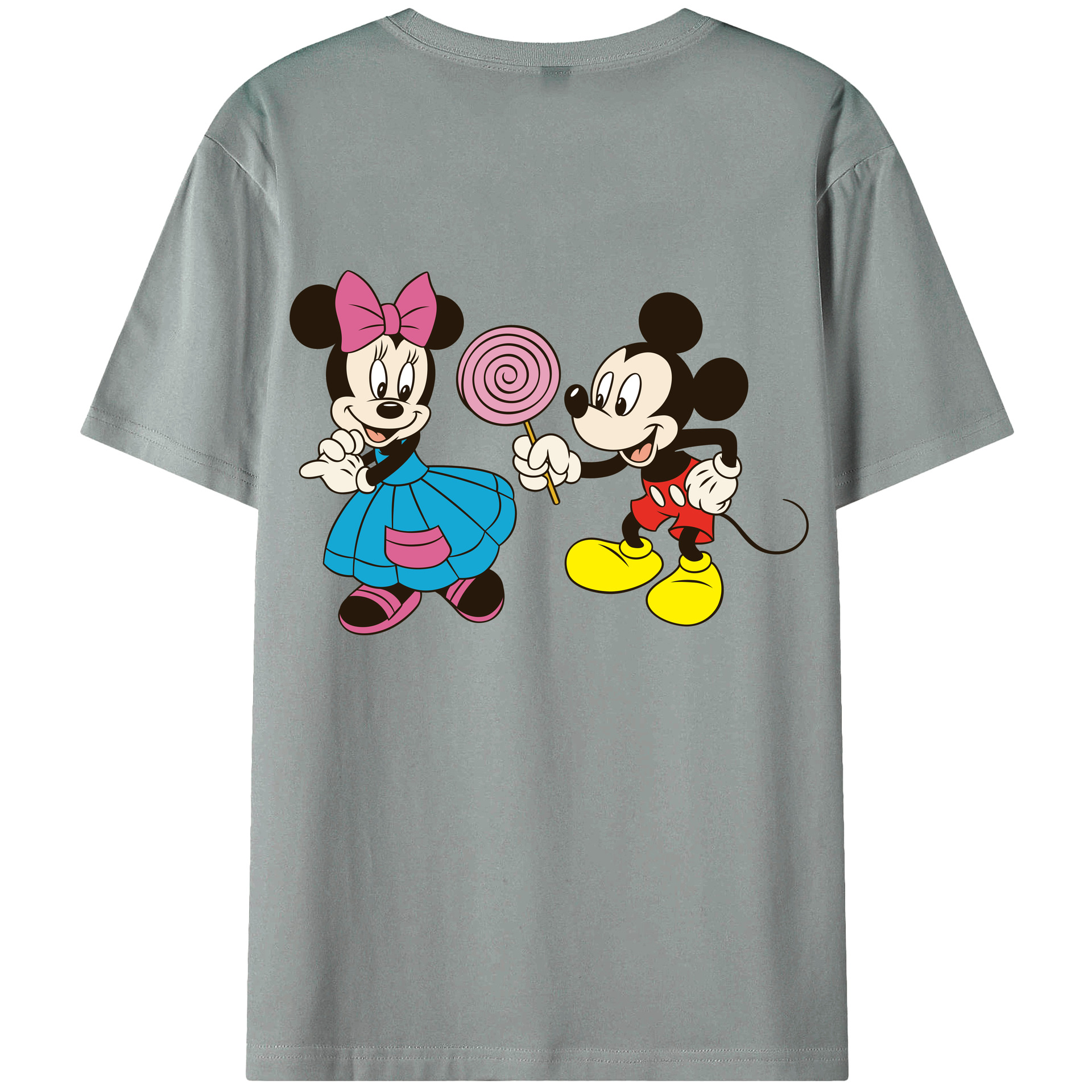 ミッキーマウス Mickey Mouse 綿100％ メンズ半袖Tシャツ（バックプリント） 通気性
